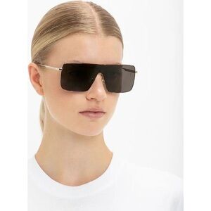 Victoria Beckham Black Shield Sunglasses with Gold Bridge